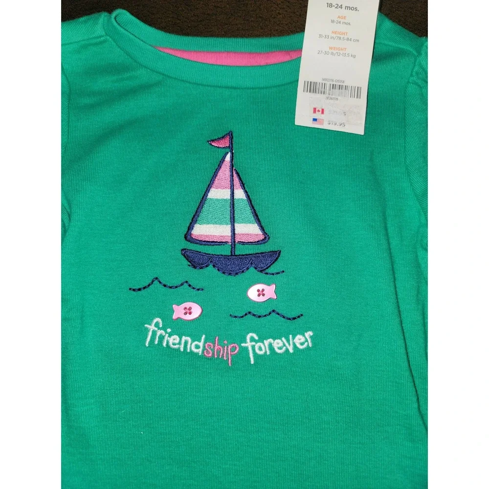Gymboree stripes and anchors friendship forever green top size 18 24 months‎ nwt